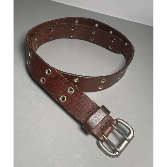 Aeropostale Other - Aeropostale Studded Brown Leather Double Prong 9916 Belt Size L
